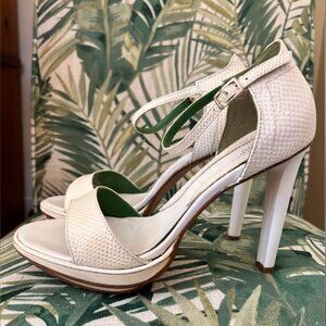 Calvin Klein Collection White snake Platform ankle strap